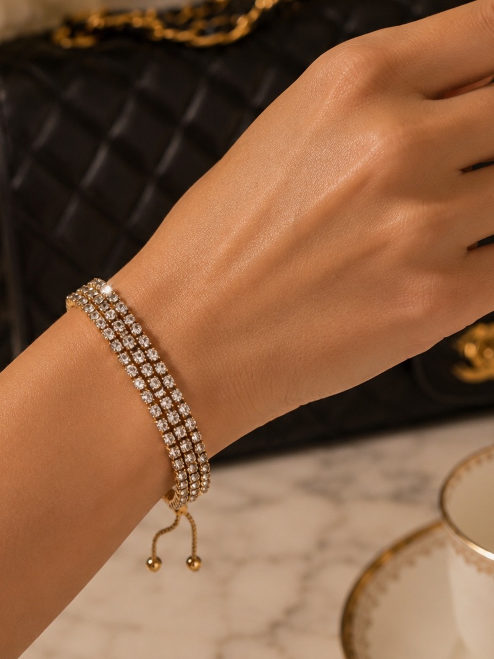 BCBGeneration - NWT Gold Crystal Multi-Row Bracelet